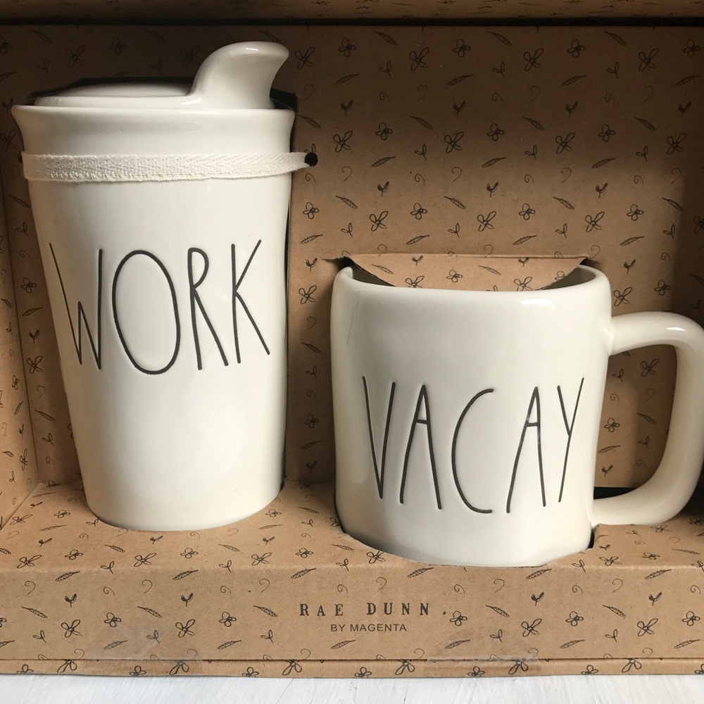 COPY - Rae Dunn Work travel mug and vacay coffee mug